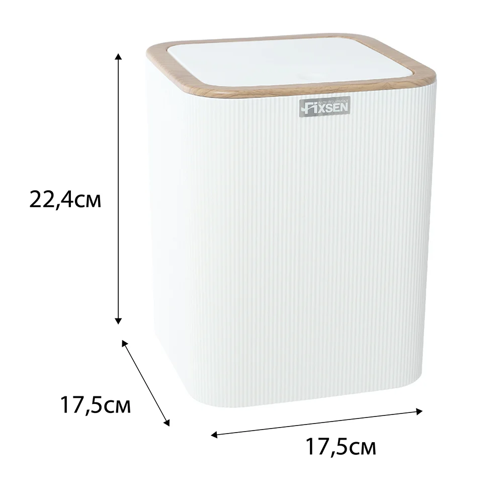 Ведро для мусора FIXSEN WHITE WOOD FX-402-6 белый/коричневый — Изображение 2