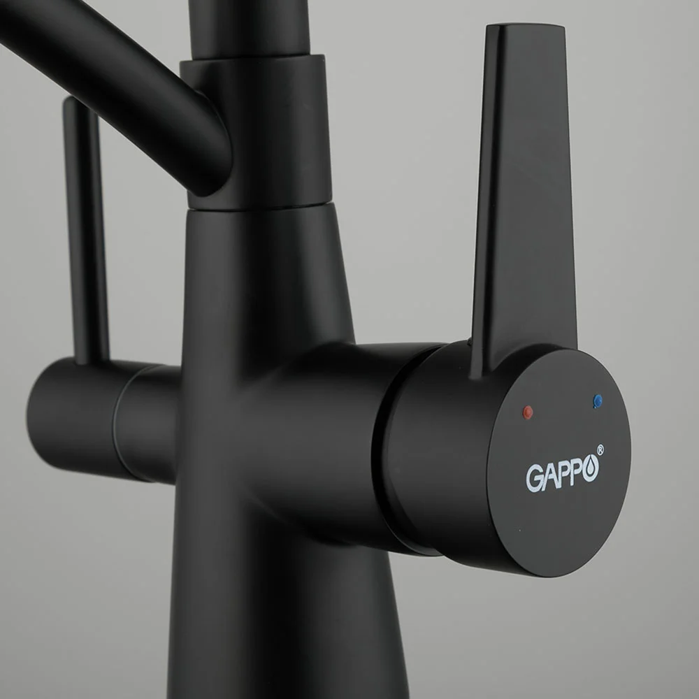Смеситель для кухни GAPPO G4398-16 с гибким изливом и подключением фильтра, черный — Изображение 5