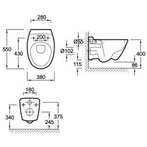 Унитаз подвесной Jacob Delafon Presqu'ile E1466-00 с сиденьем 36х53 Унитаз подвесной Jacob Delafon Presqu'ile E1466-00 с сиденьем 36х53