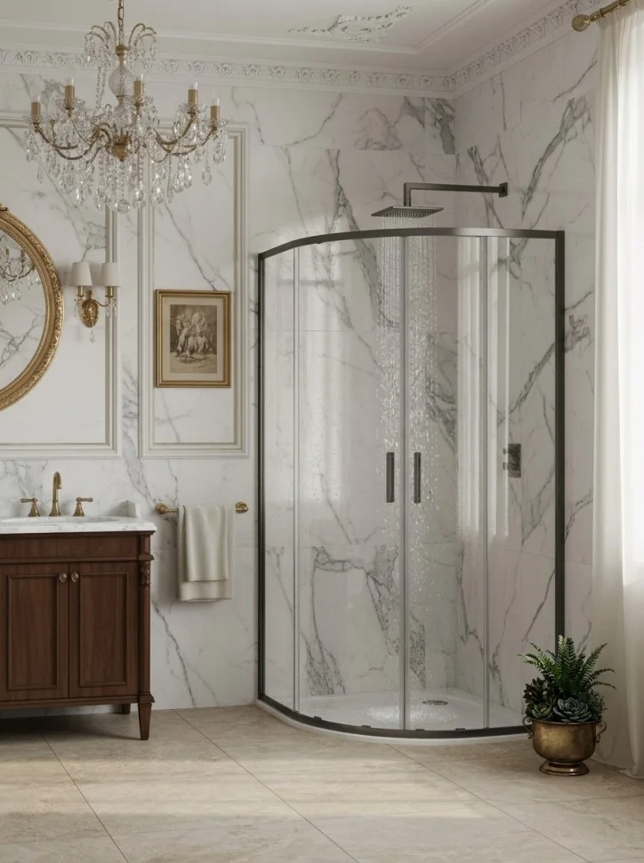 Душевой уголок Cerama Lux CL901BGG-90 профиль темно-серый, стекло прозрачное 900x900 мм — Изображение 1