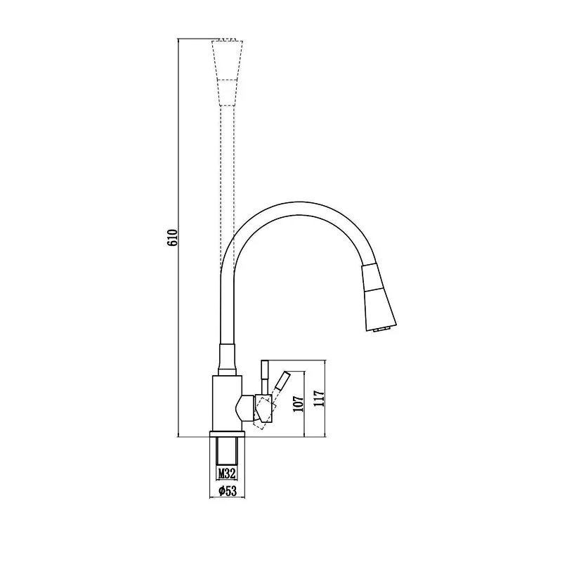 Смеситель для кухни Savol S-3002QM-06 с гибким изливом, графит — Изображение 2