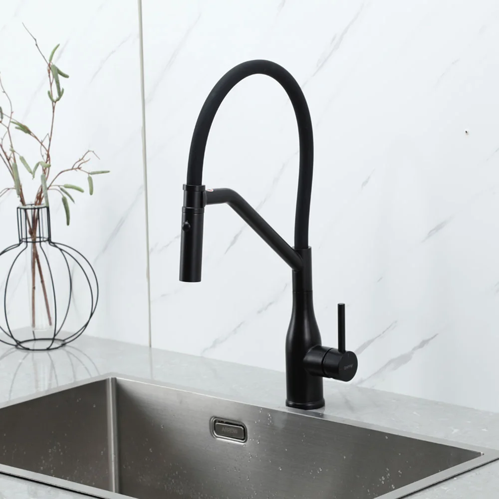 Смеситель для кухни GAPPO G4098-16 с гибким изливом, черный — Изображение 3