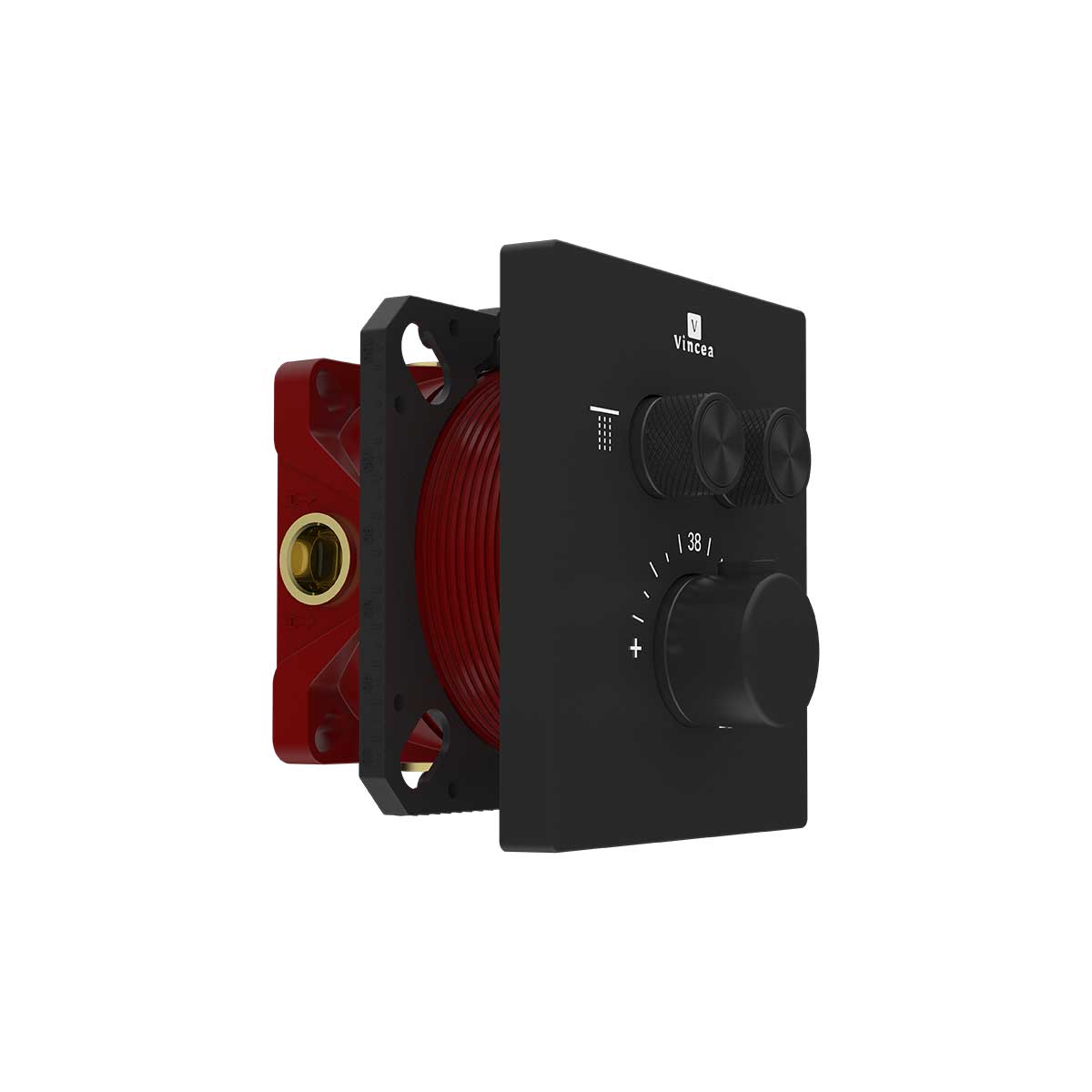 Смеситель для душа Vincea VSCV-321T-MMB двухфункциональный, термостатический, черный Смеситель для душа Vincea VSCV-321T-MMB двухфункциональный, термостатический, черный