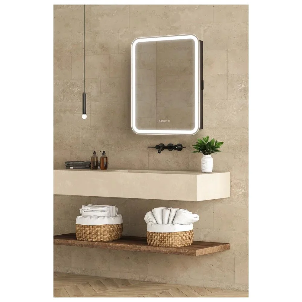 Зеркальный шкаф Silver Mirrors Фиджи-Антрацит 60 LED-00003043 правый часы подогрев сенсорный выключатель — Изображение 13