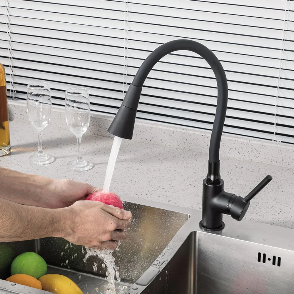 Смеситель для кухни FRAP F4044-6 с гибким изливом, черный — Изображение 3