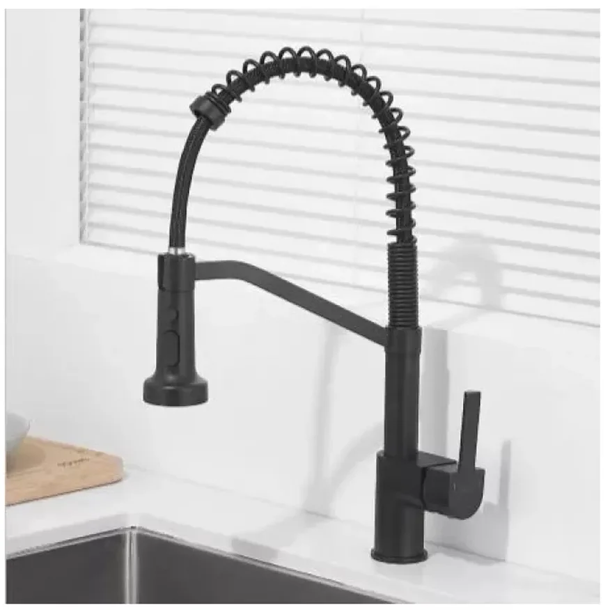 Смеситель для кухни Haiba HB73826-7 с гибким изливом, черный — Изображение 4