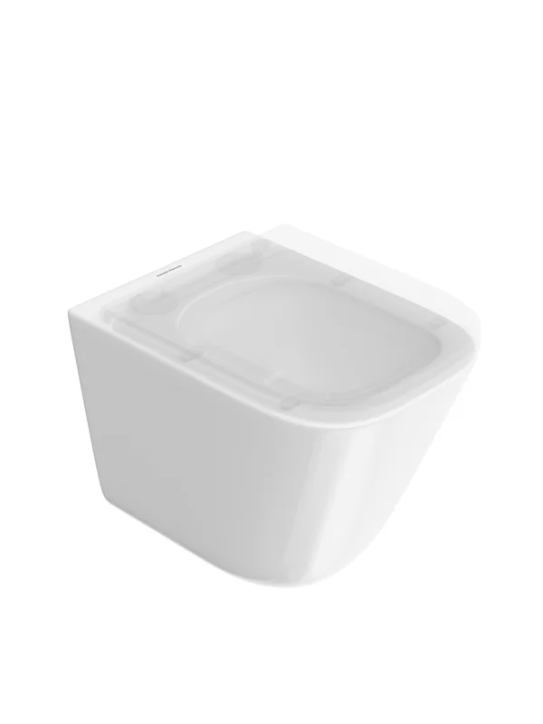 Унитаз подвесной Kerama Marazzi Cubo Tornado CU.T.wc.02 с системой смыва торнадо с крепежом и сиденьем, белый глянцевый — Изображение 4