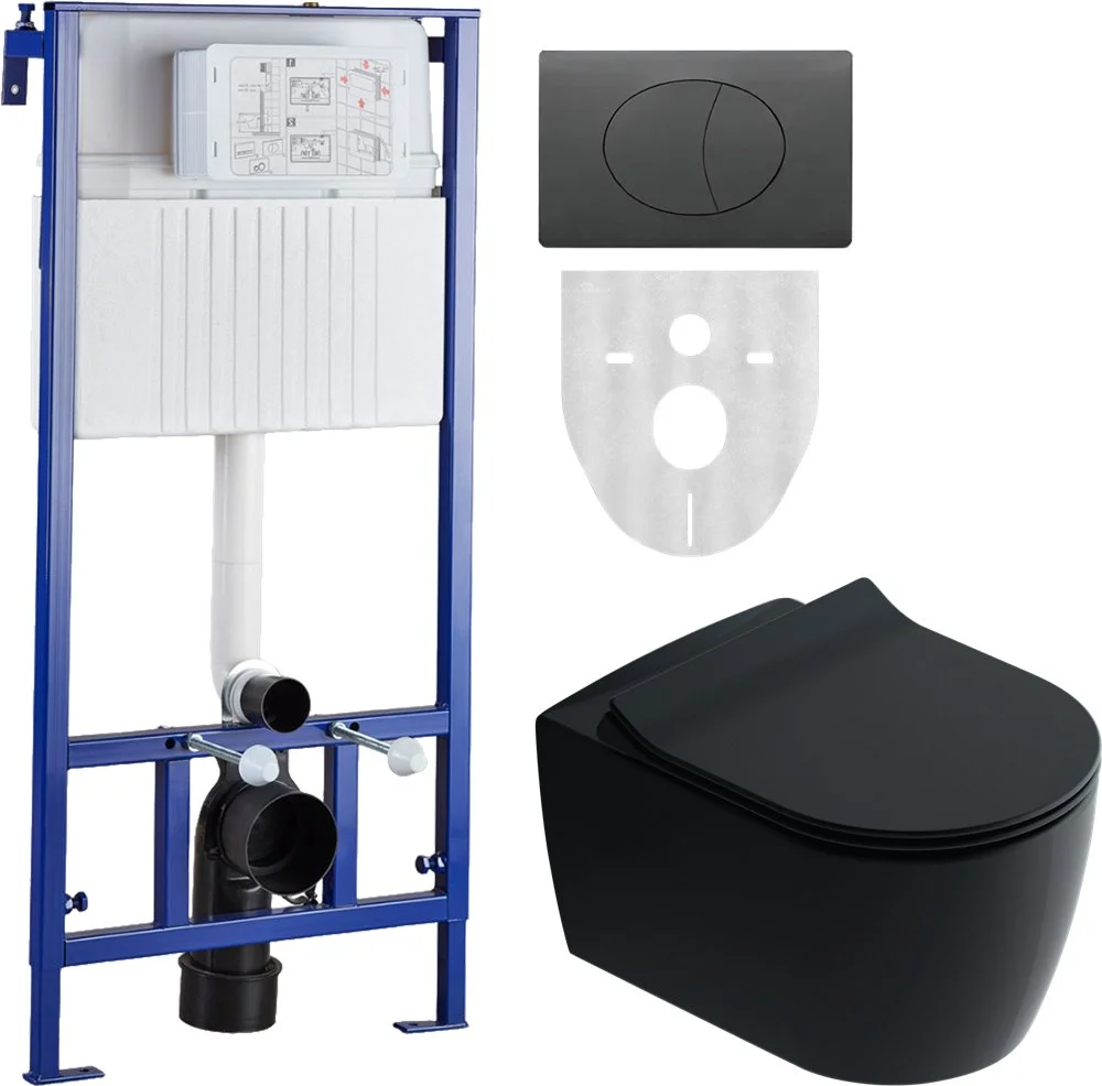 Комплект Унитаз подвесной STWORKI Ноттвиль SETK3104-2616 безободковый, с микролифтом, черный + Систе 587893 Комплект Унитаз подвесной STWORKI Ноттвиль SETK3104-2616 безободковый, с микролифтом, черный + Систе 587893