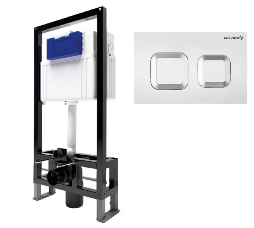 Инсталляция для унитаза BETTOSERB SAVA FREE STANDING SFS40006488G с клавишей смыва SMART белый/хром Инсталляция для унитаза BETTOSERB SAVA FREE STANDING SFS40006488G с клавишей смыва SMART белый/хром