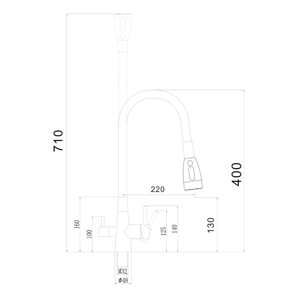 Смеситель для кухни Fmark FS1062-H12-3 с подключением к фильтру, черный/бежевый — Изображение 2