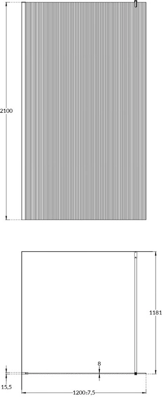 Душевая перегородка Kerama Marazzi Cristallo CT.120.WI.BLK.M с рифленым стеклом, 120х210, матовый черный — Изображение 3