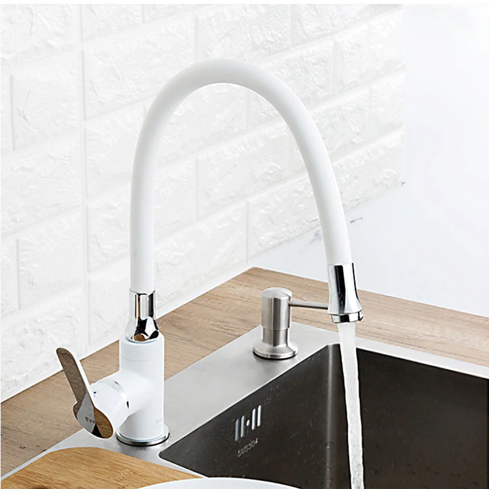Смеситель для кухни FRAP F4041 с гибким изливом, белый — Изображение 9