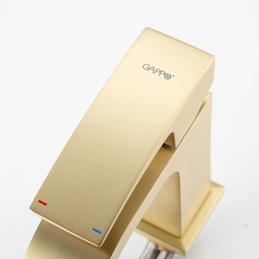 Смеситель для раковины Gappo G1007-33 золотой сатин — Изображение 8