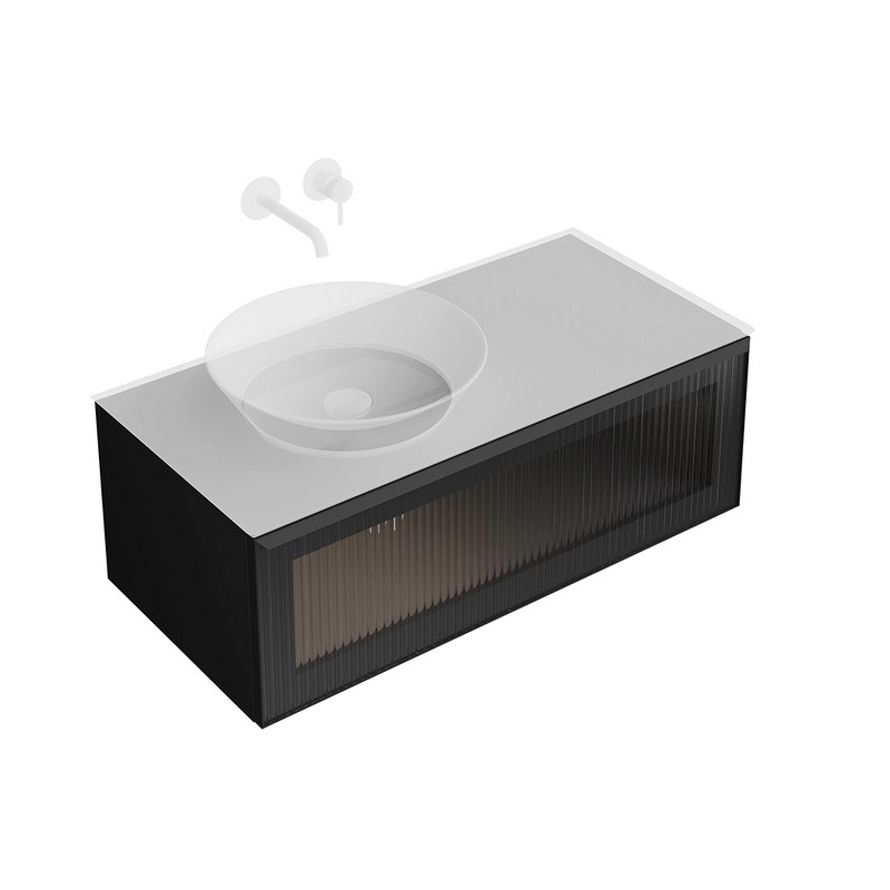 Тумба под раковину Kerama Marazzi Iconico IC.100.1\BLK подвесная 100 с рифленым стеклом, черная — Изображение 1