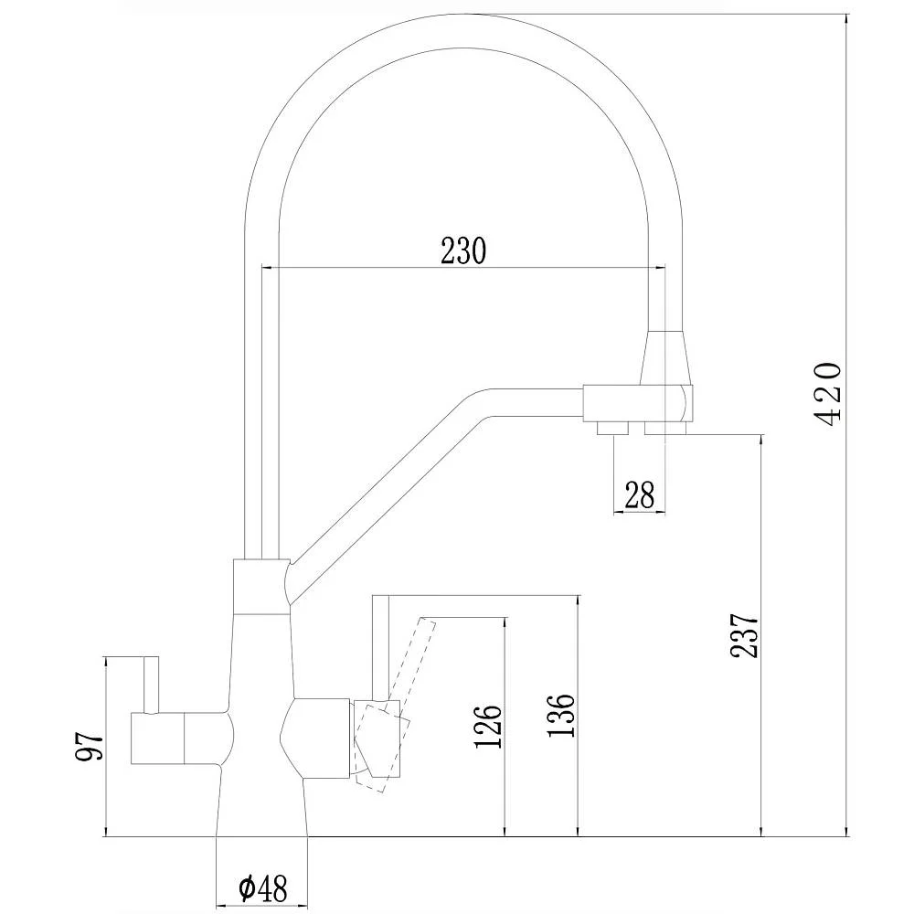 Смеситель для кухни Fmark FS0662-H04 с подключением к фильтру, черный — Изображение 2