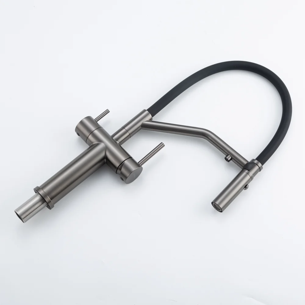 Смеситель для кухни GAPPO G4399-89 с гибким изливом и подключением фильтра, оружейная сталь — Изображение 11