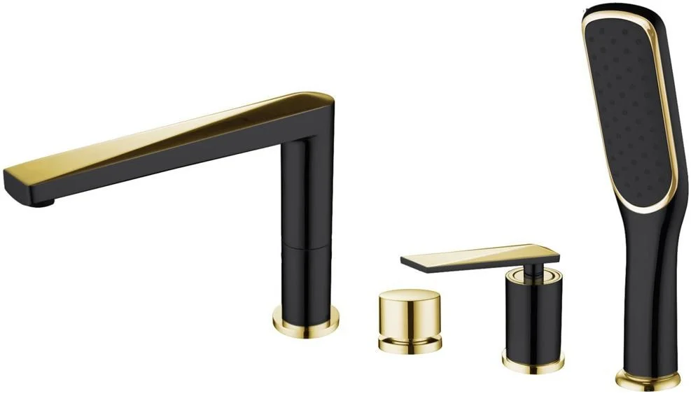 Смеситель на борт ванны Boheme VENTURO черный + золото 380-B Смеситель на борт ванны Boheme VENTURO черный + золото 380-B