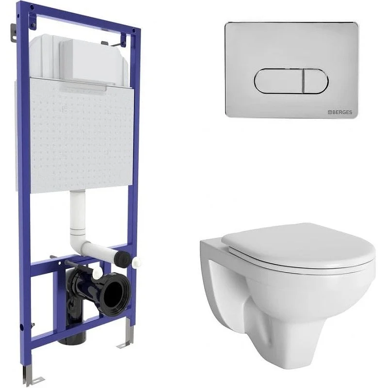 Комплект унитаза BERGES GAMMA с инсталляцией NOVUM525, кнопкой D3, с сиденьем Gamma микролифт, быстр 042417 Комплект унитаза BERGES GAMMA с инсталляцией NOVUM525, кнопкой D3, с сиденьем Gamma микролифт, быстр 042417