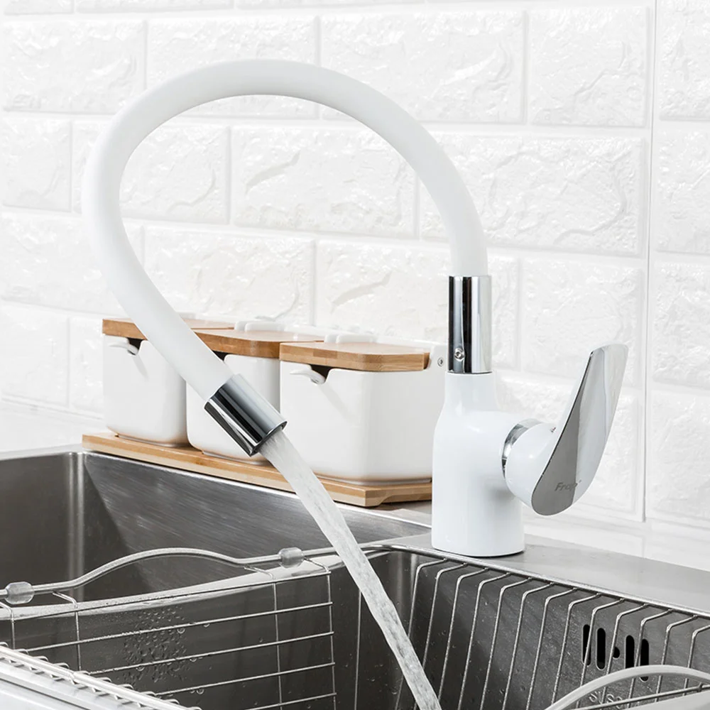 Смеситель для кухни FRAP F4453-03 с гибким изливом, белый — Изображение 7