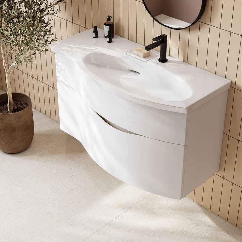 Тумба под раковину Kerama Marazzi Riva 100 см RV.100Rh\WHT.M правая, белая матовая — Изображение 10