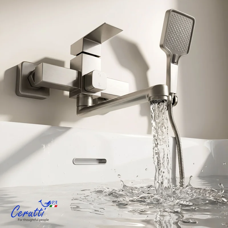 Смеситель для ванны Ceruttispa CLELIA VXLGR CT12065 из нержавеющей стали, серый матовый — Изображение 6