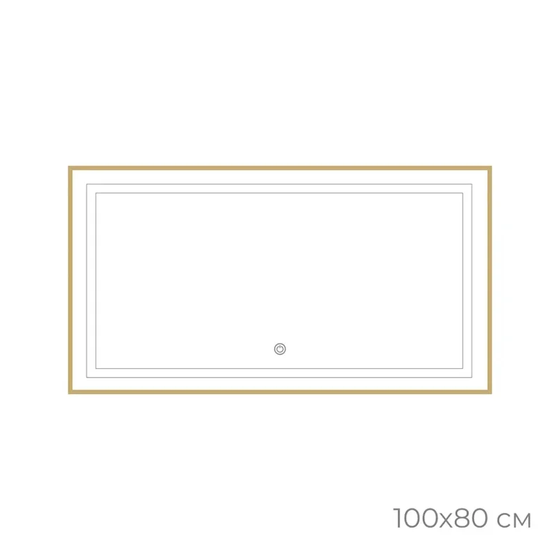 Зеркало Fixsen FX-2100G прямоугольное 100х80 см с подсветкой LED, золотой сатин — Изображение 2
