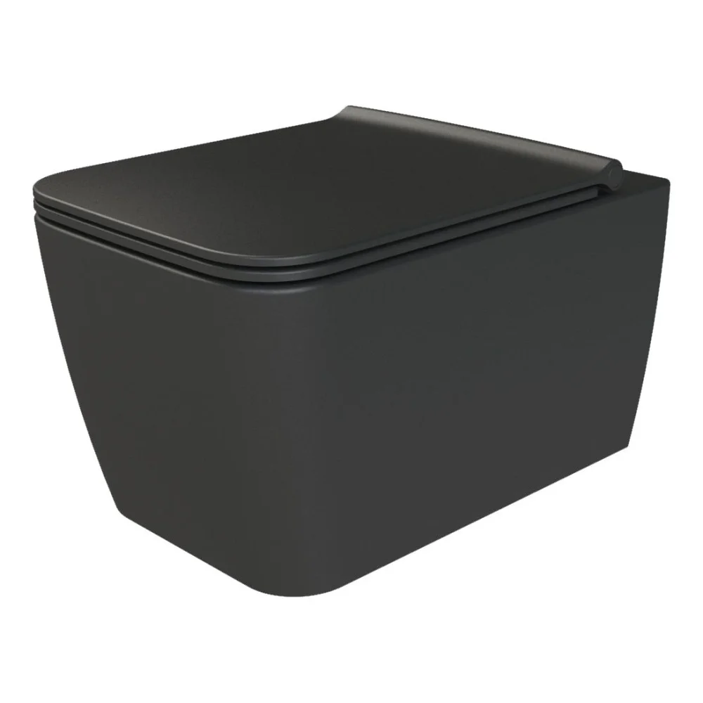 Унитаз подвесной Boheme Zen 967-SET-B матовый черный с крышкой Унитаз подвесной Boheme Zen 967-SET-B матовый черный с крышкой