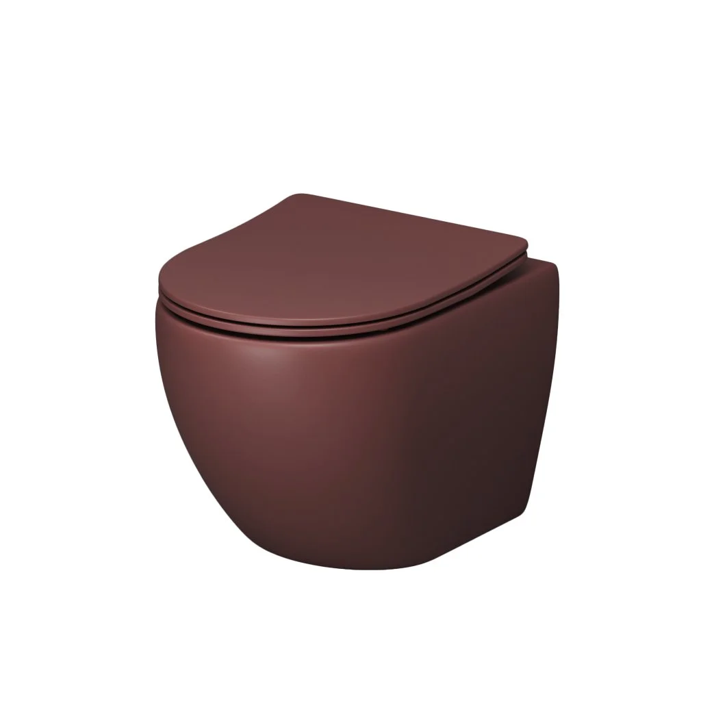 Унитаз подвесной GROSSMAN GR-4455VIMS 495x365x375 БОРДОВЫЙ матовый безободковый с тонкой крышкой Унитаз подвесной GROSSMAN GR-4455VIMS 495x365x375 БОРДОВЫЙ матовый безободковый с тонкой крышкой