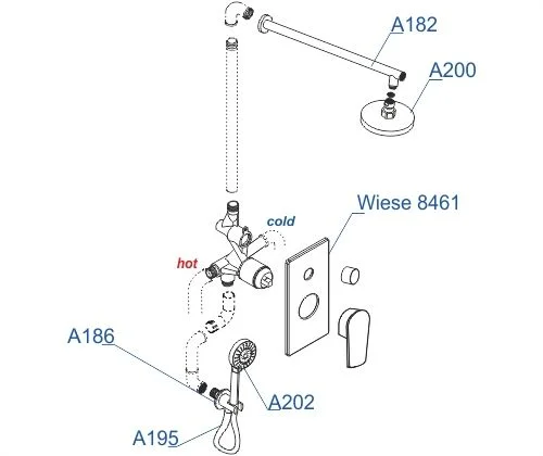 Душевая система WasserKRAFT A84202 встраиваемая оружейная сталь Душевая система WasserKRAFT A84202 встраиваемая оружейная сталь