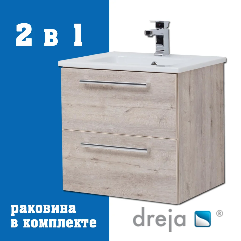 Тумба с раковиной Dreja Gio 60 см 77-0102D-com дуб кантри подвесная — Изображение 1