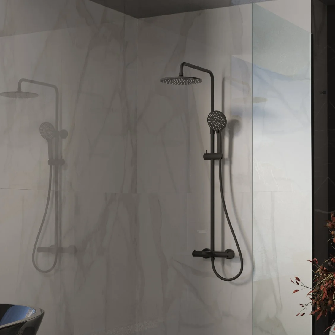 Душевая система Vincea Rondo VSFS-1R1MB с изливом, черный матовый Душевая система Vincea Rondo VSFS-1R1MB с изливом, черный матовый