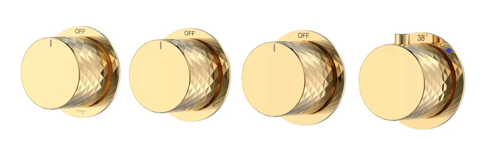 Смеситель для душа Boheme STICK DIAMOND 124-T-5-G.1 встроенный с термостатом GOLD 5-проходной — Изображение 1