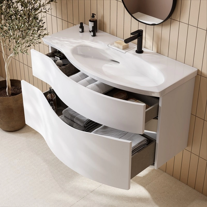 Тумба под раковину Kerama Marazzi Riva 100 см RV.100Rh\WHT.M правая, белая матовая — Изображение 11