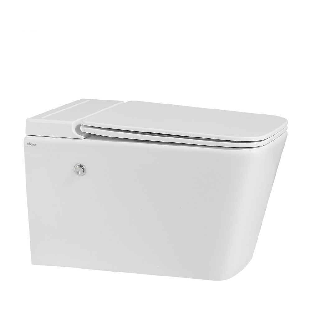 Унитаз подвесной ABBER Rechteck AC1202P белый с импульсным смывом с крышкой микролифт Унитаз подвесной ABBER Rechteck AC1202P белый с импульсным смывом с крышкой микролифт