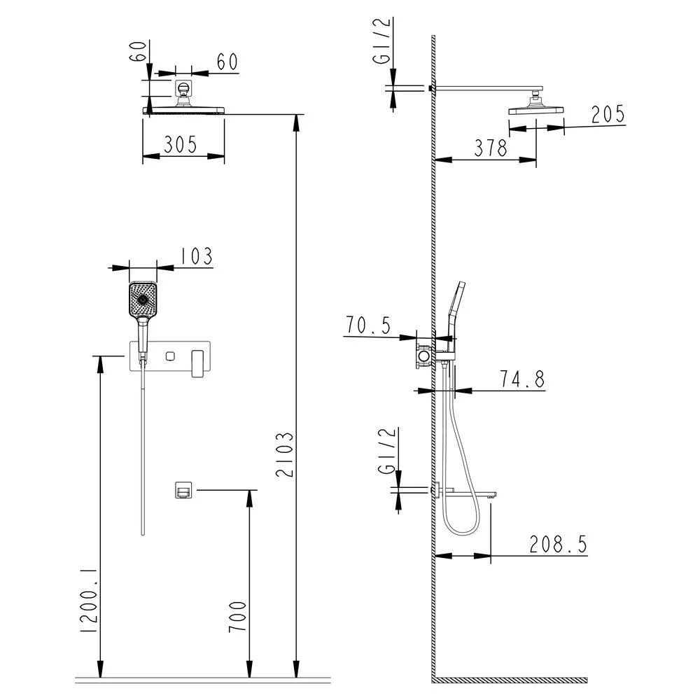 Душевая система Fmark FS8750-3C встраиваемая, золото матовое — Изображение 2