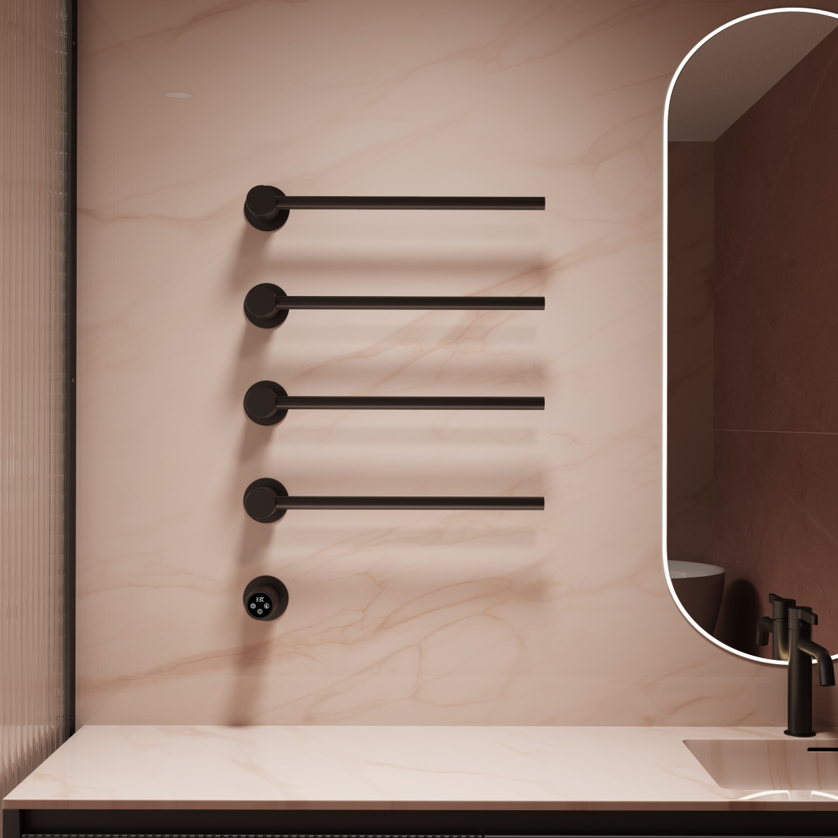 Полотенцесушитель электрический Vincea VTD-2H1MB черный, таймер Полотенцесушитель электрический Vincea VTD-2H1MB черный, таймер