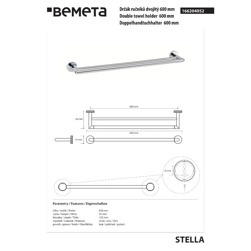 Полотенцедержатель Bemeta STELLA 166204052 Хром — Изображение 2