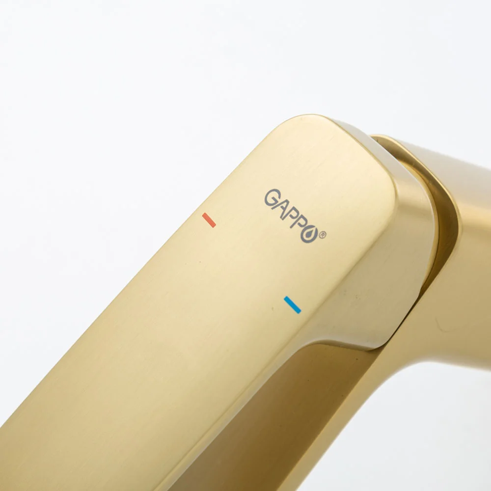 Смеситель для раковины Gappo G1028-3 золотой сатин — Изображение 9