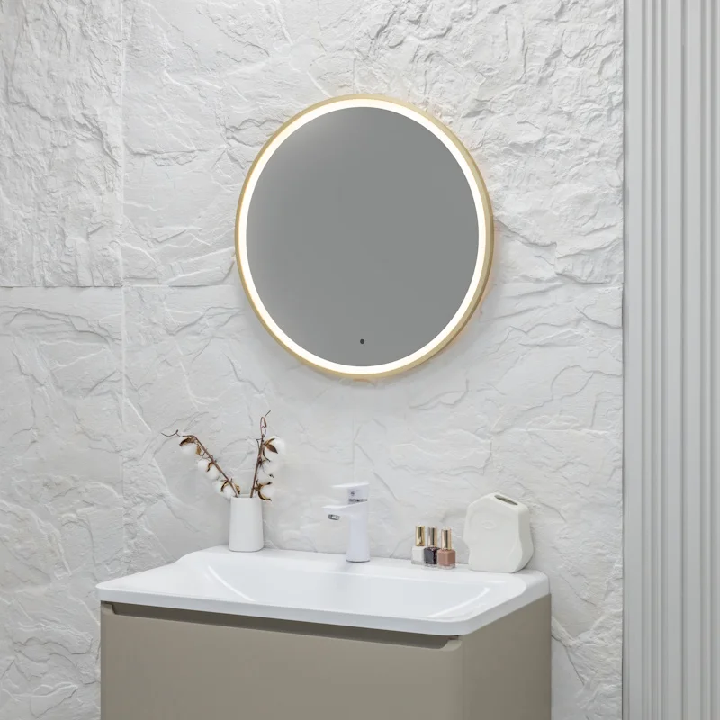 Зеркало Silver Mirrors Deluna LED-00003148 D600 алюминиевый профиль золото бесконтактный сенсор — Изображение 6
