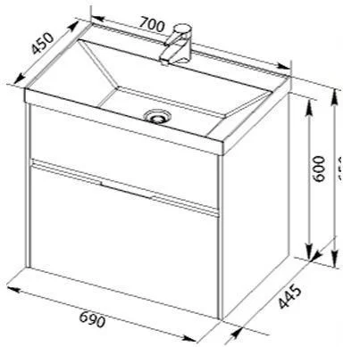 Тумба с раковиной Aquanet Латина 70 белый (2 ящика) 00212835 Тумба с раковиной Aquanet Латина 70 белый (2 ящика) 00212835