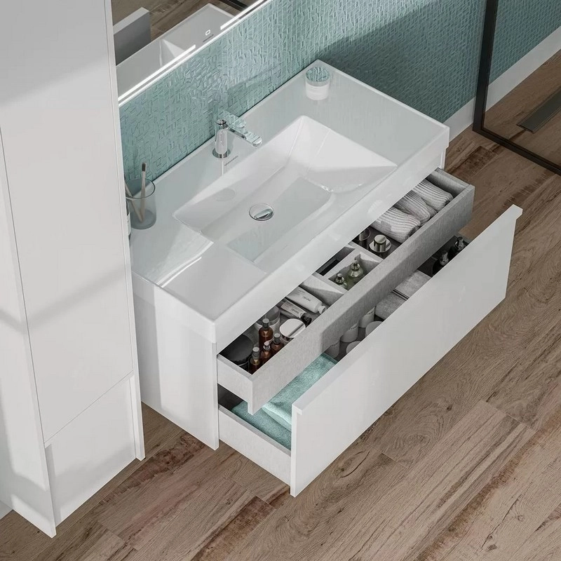Тумба под раковину Kerama Marazzi Modula MOD.100.1+1\WHT подвесная 100 белая глянцевая — Изображение 8