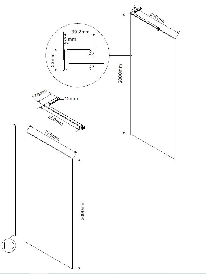 Душевая перегородка Vincea Walk-In VLSW-1H800CGBC 800x2000 брашированная медь, стекло тонированное — Изображение 4