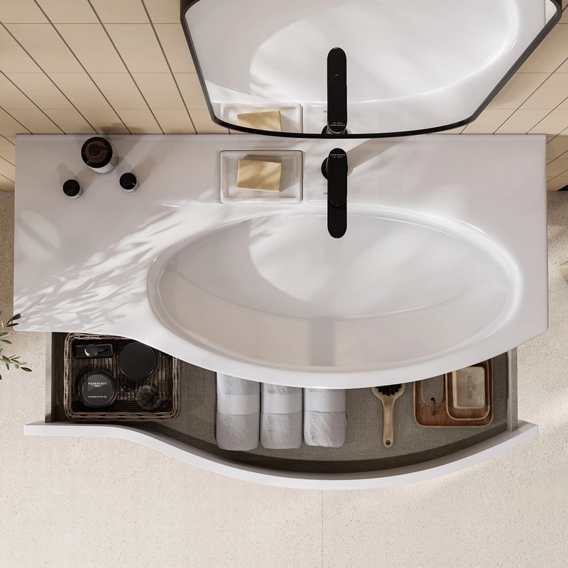 Тумба под раковину Kerama Marazzi Riva 100 см RV.100Rh\WHT.M правая, белая матовая — Изображение 12