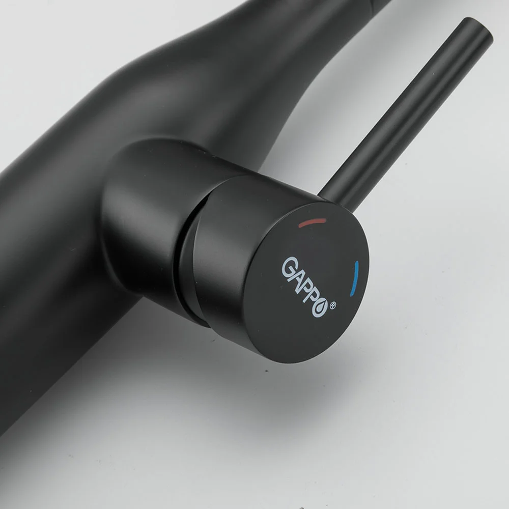 Смеситель для кухни GAPPO G4398-46 с выдвижным изливом, черный — Изображение 9