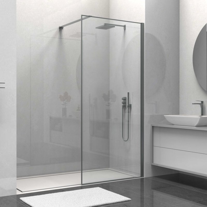 Душевая перегородка Vincea Walk-In VSW-1HS800CLGM, 800x2000, вороненая сталь, стекло прозрачное Душевая перегородка Vincea Walk-In VSW-1HS800CLGM, 800x2000, вороненая сталь, стекло прозрачное