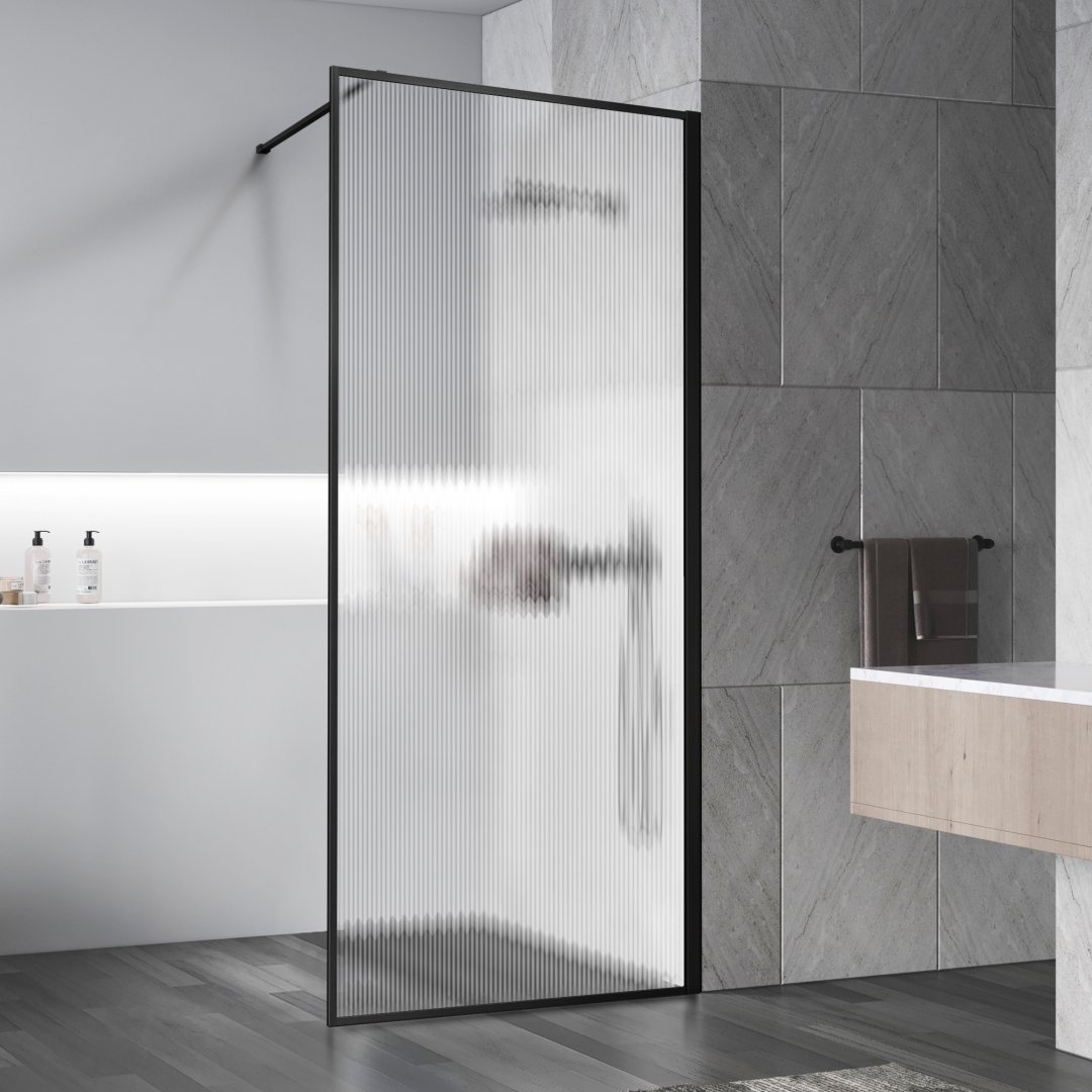 Душевая перегородка Vincea Walk-In VSW-1HP110FLB 1100x2000 черный стекло рифленое Душевая перегородка Vincea Walk-In VSW-1HP110FLB 1100x2000 черный стекло рифленое