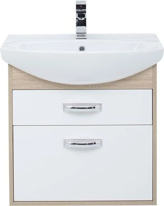 Тумба с раковиной Aquanet Грейс 65 дуб сонома/белый (2 ящика) 00212656 Тумба с раковиной Aquanet Грейс 65 дуб сонома/белый (2 ящика) 00212656