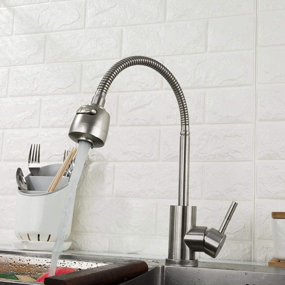 Смеситель для кухни FRAP F44899-1 с гибким изливом, сатин — Изображение 5