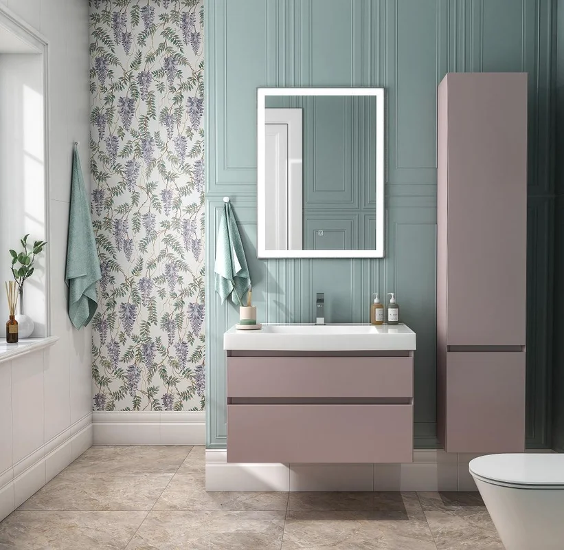 Шкаф-пенал Kerama Marazzi Cubo CUB.165Lh\MAL подвесной левый 165, мальва матовый — Изображение 6