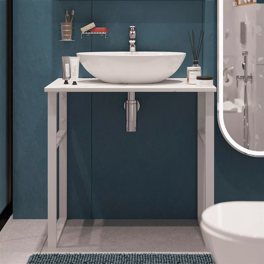 Консоль с раковиной DIWO Элиста 80 белый мрамор, Moduo 55 Leaf 555090 Консоль с раковиной DIWO Элиста 80 белый мрамор, Moduo 55 Leaf 555090